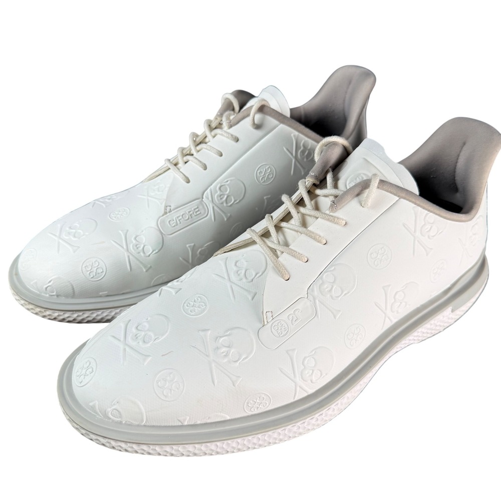 G/FORE Gallivan2R Golf Shoes Mens 8 White Skull Embossed Spikeless Athletic